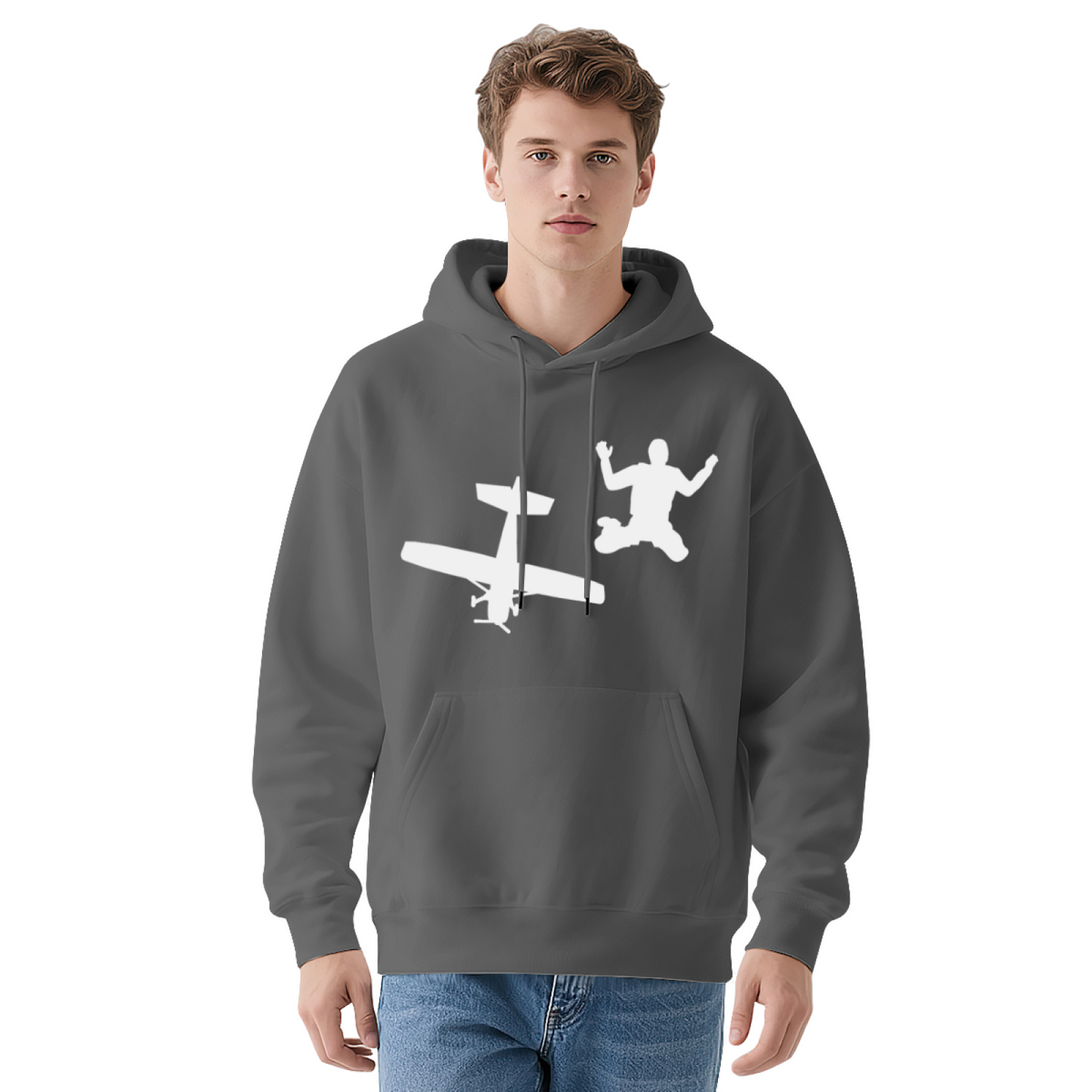 Skydiving Airplane Silhouette Unisex Hoodie, Soft Daily Comfort