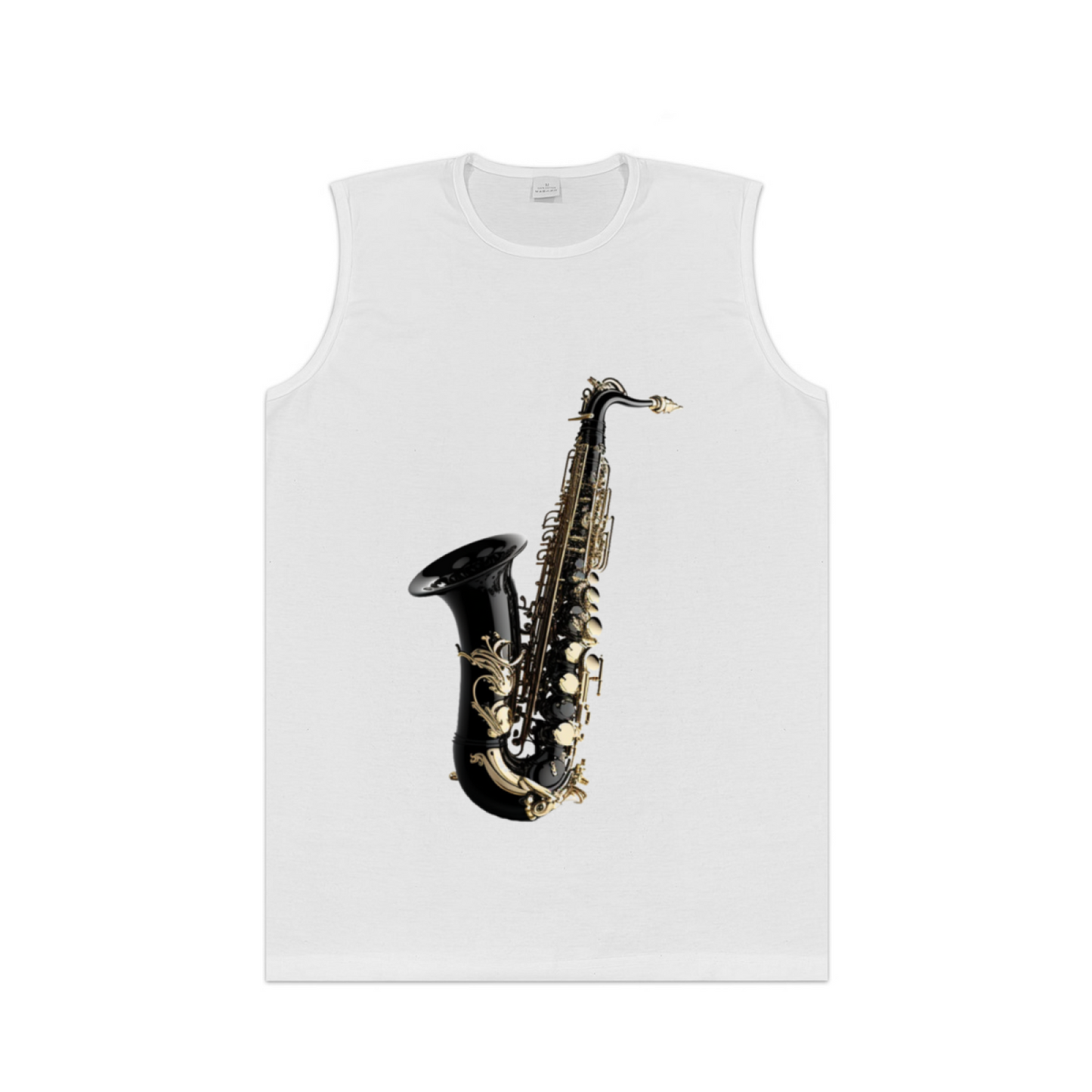 Realistic Black Gold Saxophone Musician Men Sleeveless Tank