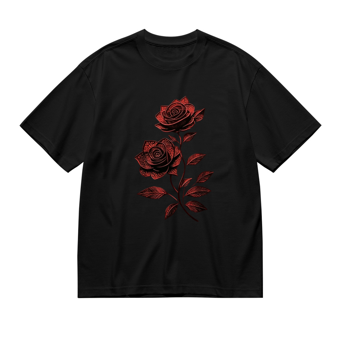 Vintage Red Lace Texture Twin Roses Minimal Art Plus Size Ladies Graphic Tee