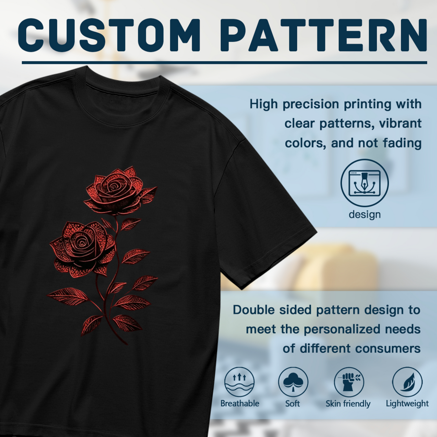 Vintage Red Lace Texture Twin Roses Minimal Art Plus Size Ladies Graphic Tee