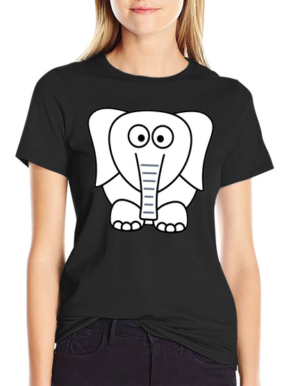 Cartoon Elephant Graphic T-Shirt - Black