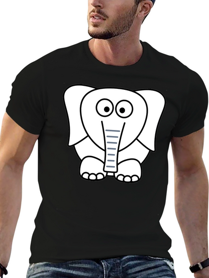 Cartoon Elephant Graphic T-Shirt - Black