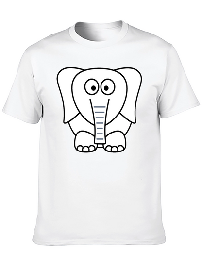 Cartoon Elephant Graphic T-Shirt - Black
