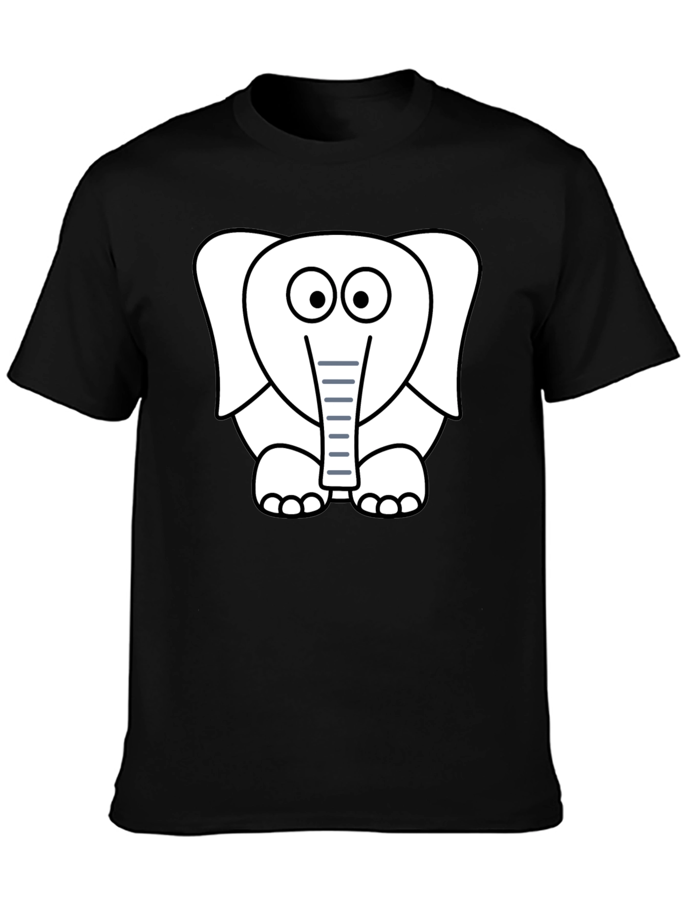 Cartoon Elephant Graphic T-Shirt - Black