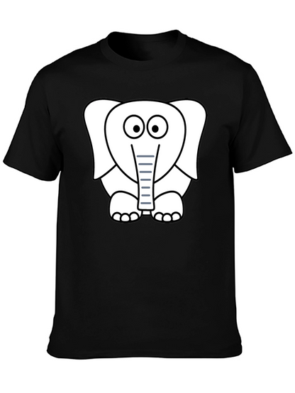 Cartoon Elephant Graphic T-Shirt - Black