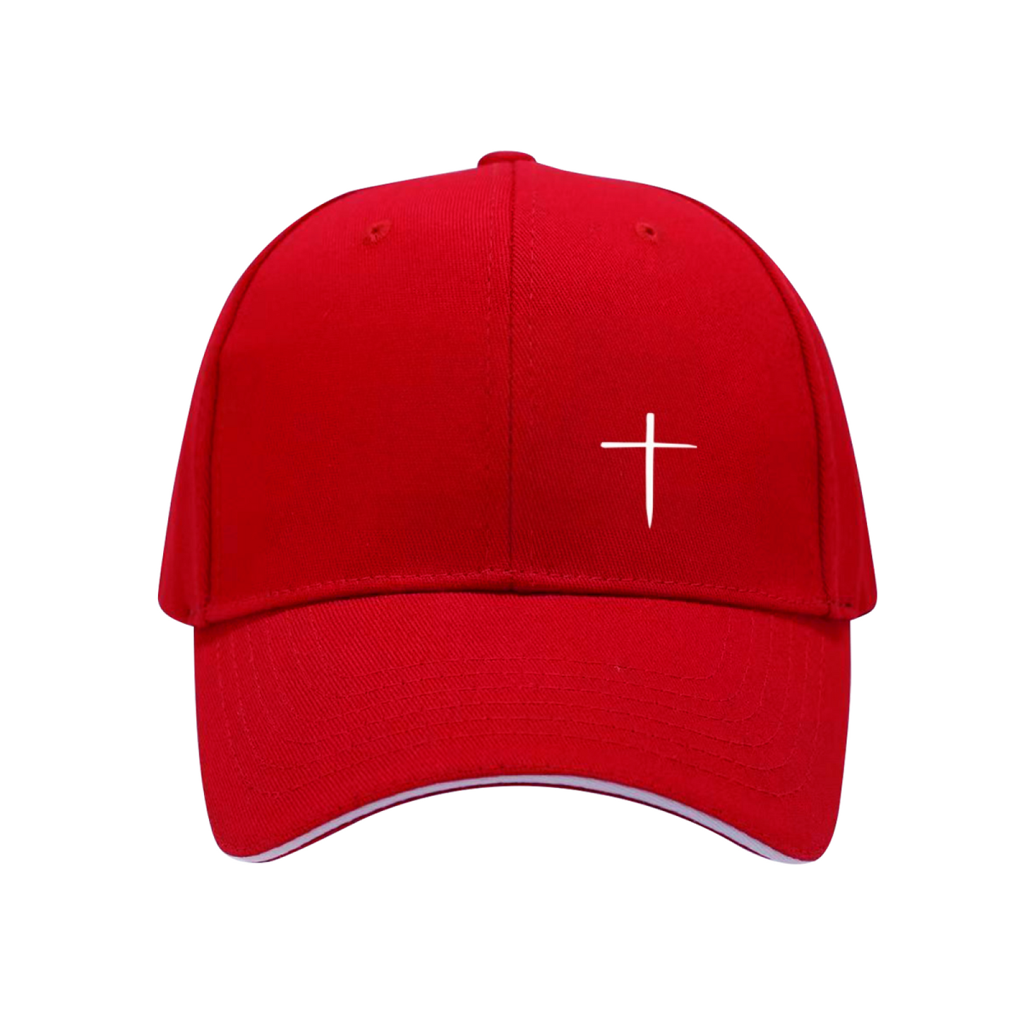 Minimal White Cross Simple Print Black Sandwich Visor Baseball Cap, Faith Religious Hat