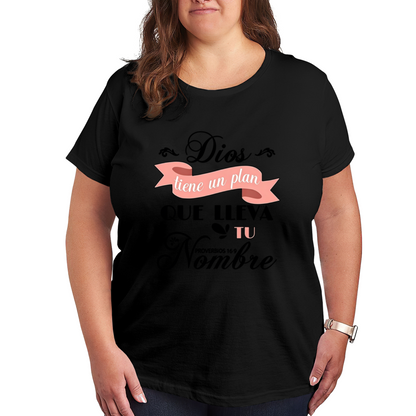 Spanish Inspirational Bible Quote Dios Tiene Un Plan Plus Size Women Printed T-Shirt