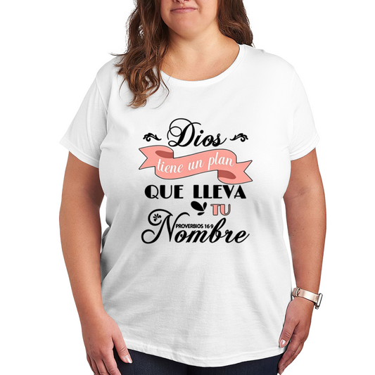 Spanish Inspirational Bible Quote Dios Tiene Un Plan Plus Size Women Printed T-Shirt