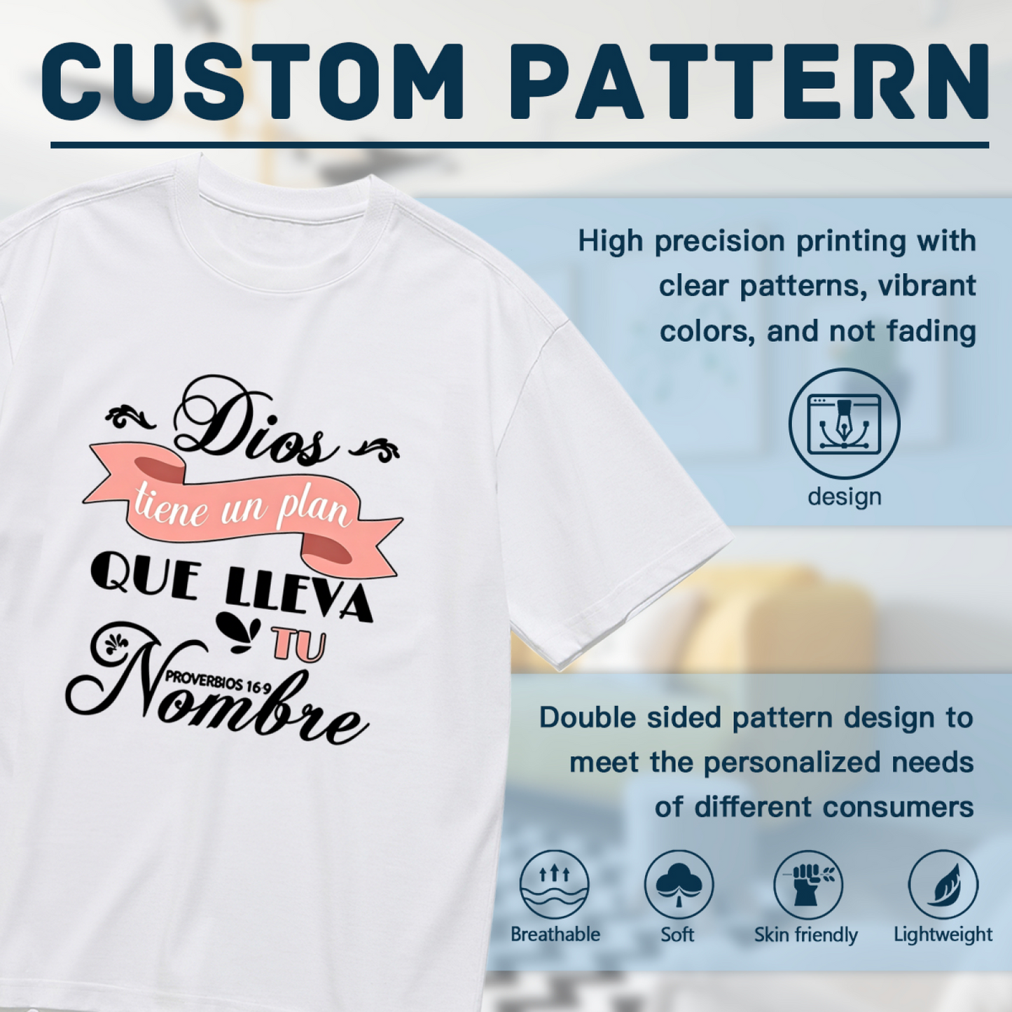 Spanish Inspirational Bible Quote Dios Tiene Un Plan Plus Size Women Printed T-Shirt