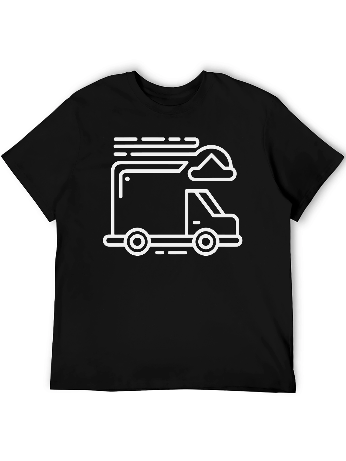 Trendy Graphic Tee - Truck Design Black T-Shirt