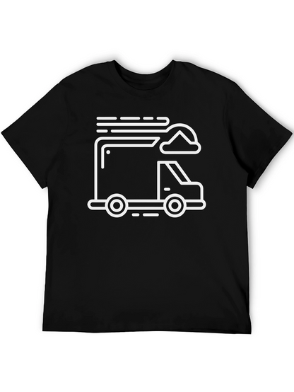 Trendy Graphic Tee - Truck Design Black T-Shirt
