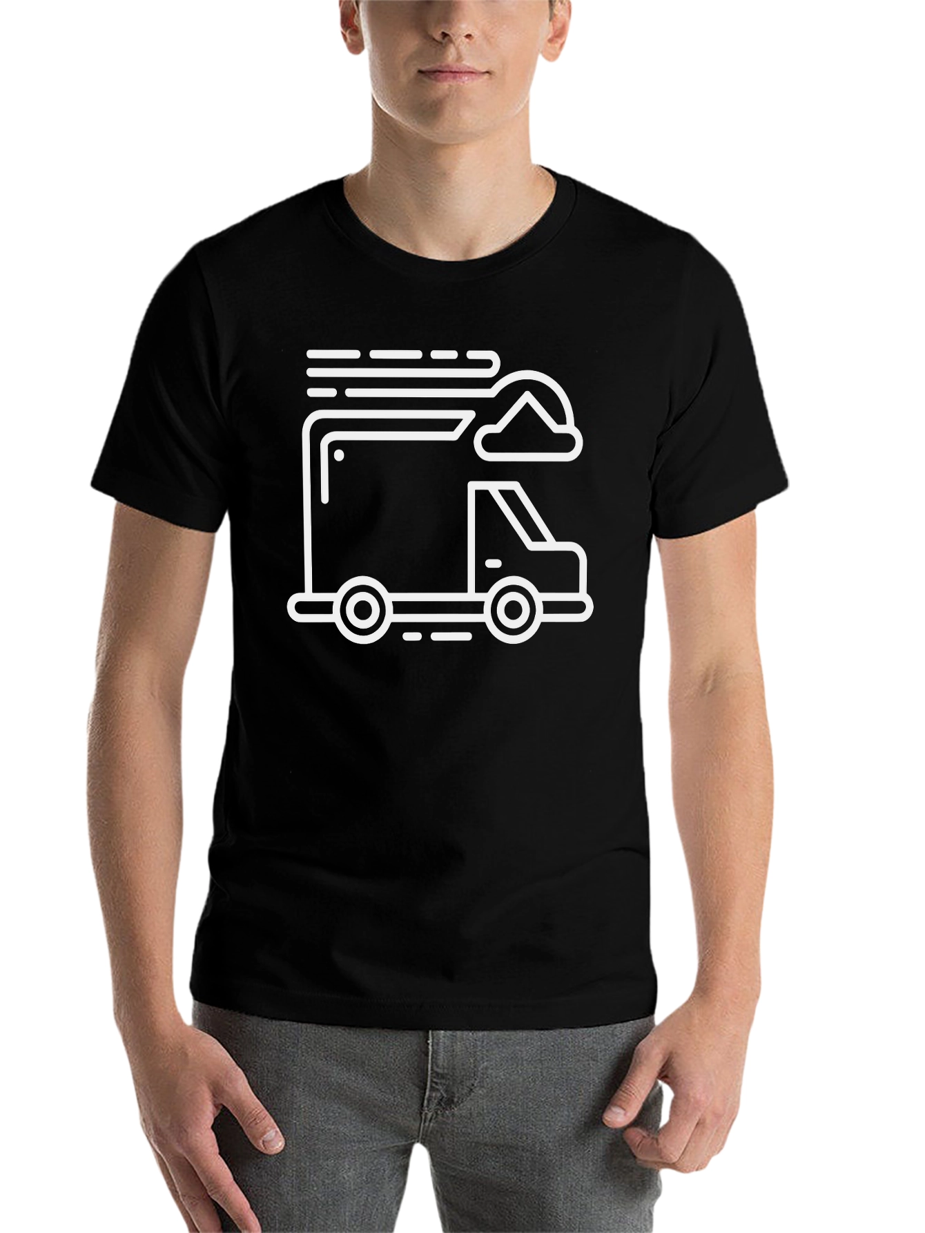 Trendy Graphic Tee - Truck Design Black T-Shirt