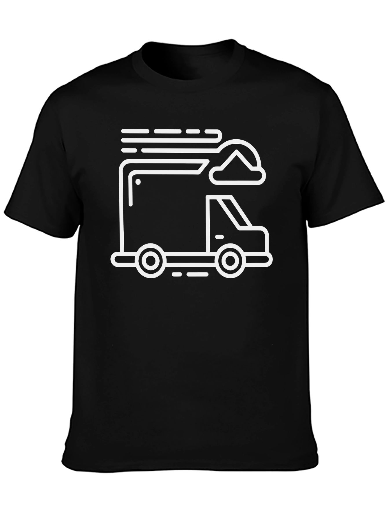 Trendy Graphic Tee - Truck Design Black T-Shirt