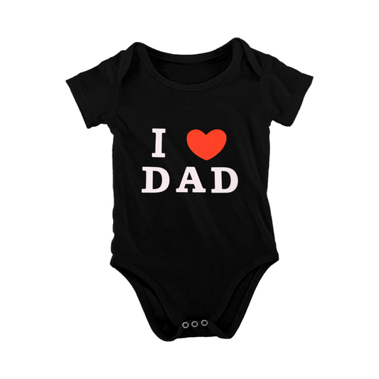 I ?? DAD Simple Heart Classic Black Baby Bodysuit