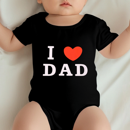 I ?? DAD Simple Heart Classic Black Baby Bodysuit