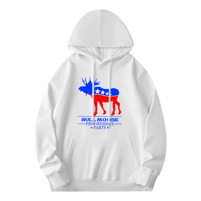 Bull Moose Progressive Party Vintage Patriotic White Hoodie, Relax Comfort Fit