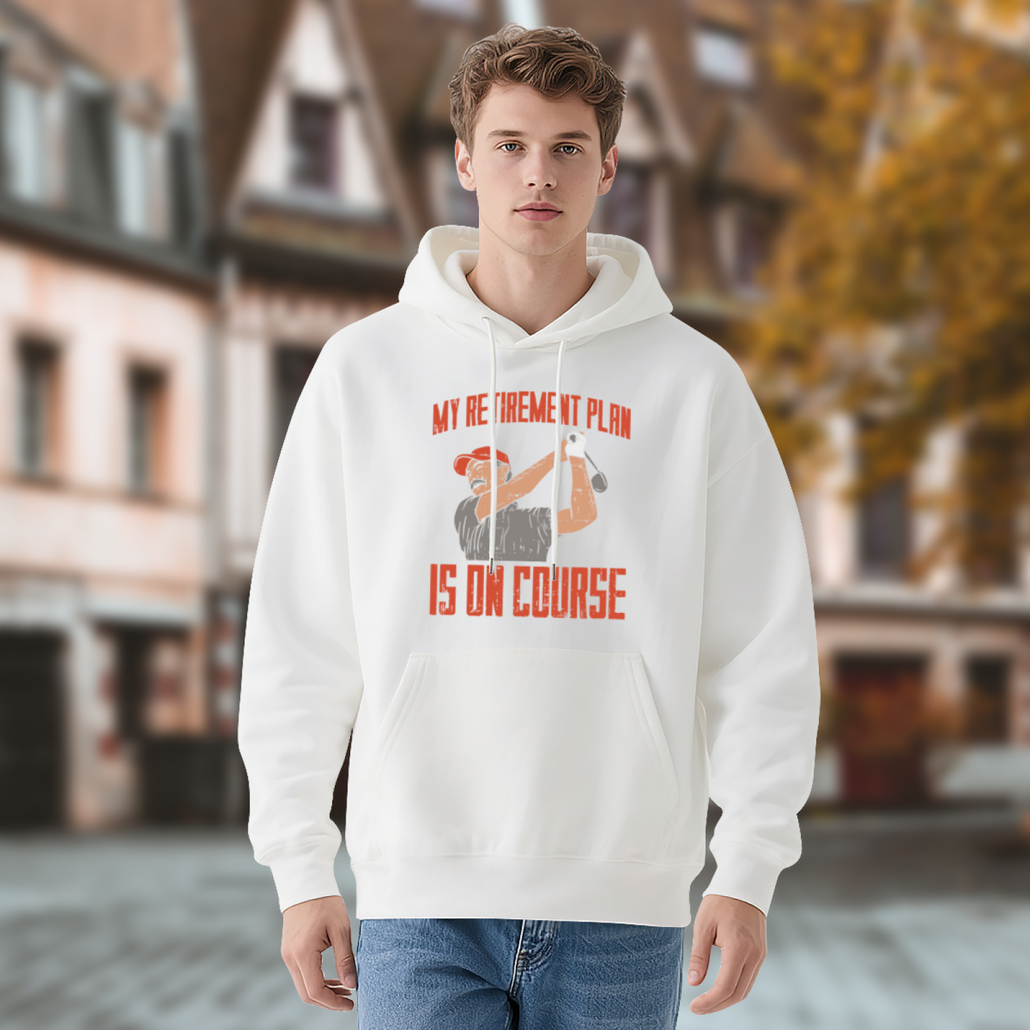 My Retirement Plan Is On Course Golf Lover White Hoodie, Relaxed Comfort Casual Top