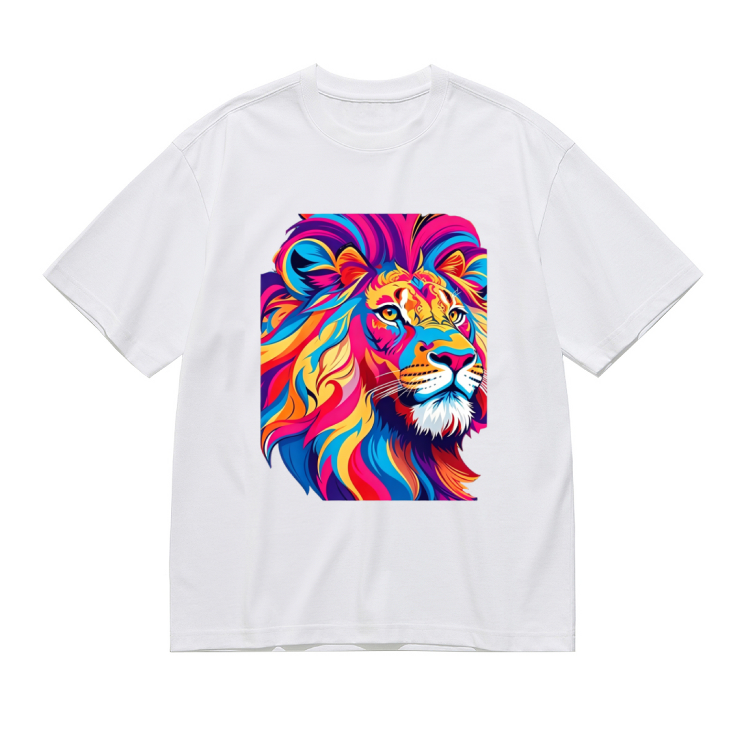 Bold Pop Art Colorful Lion Head Vibrant Graphic Plus Size Women Printed T-Shirt