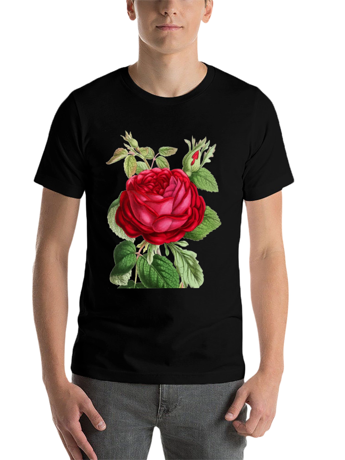 Red Rose Graphic T-Shirt - Botanical Design