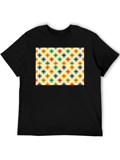 Retro Floral Pattern Black T-Shirt