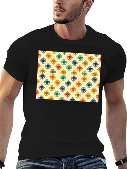 Retro Floral Pattern Black T-Shirt