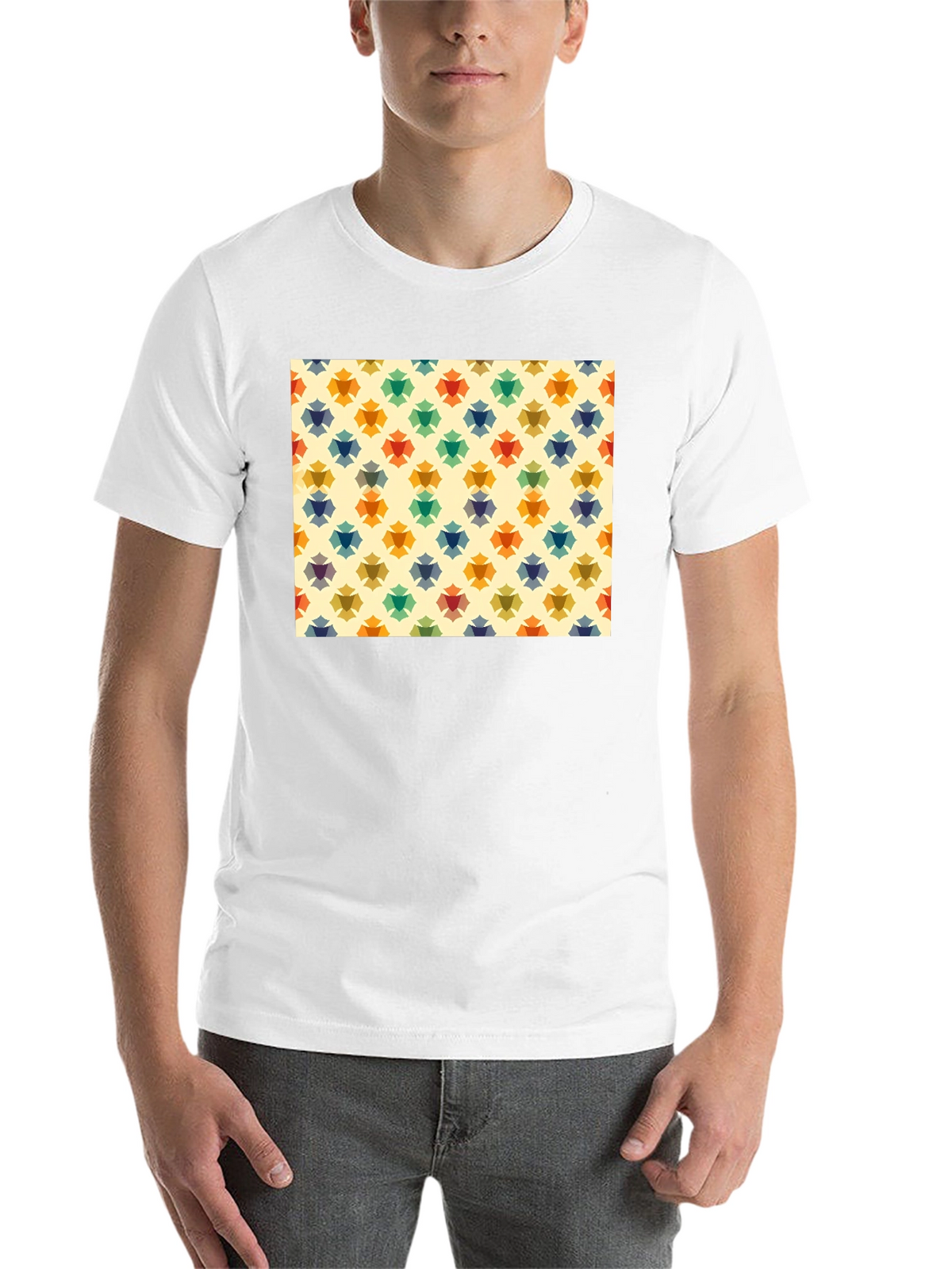 Retro Floral Pattern Black T-Shirt