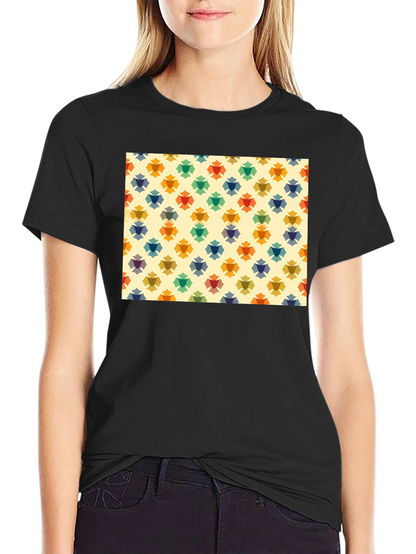 Retro Floral Pattern Black T-Shirt