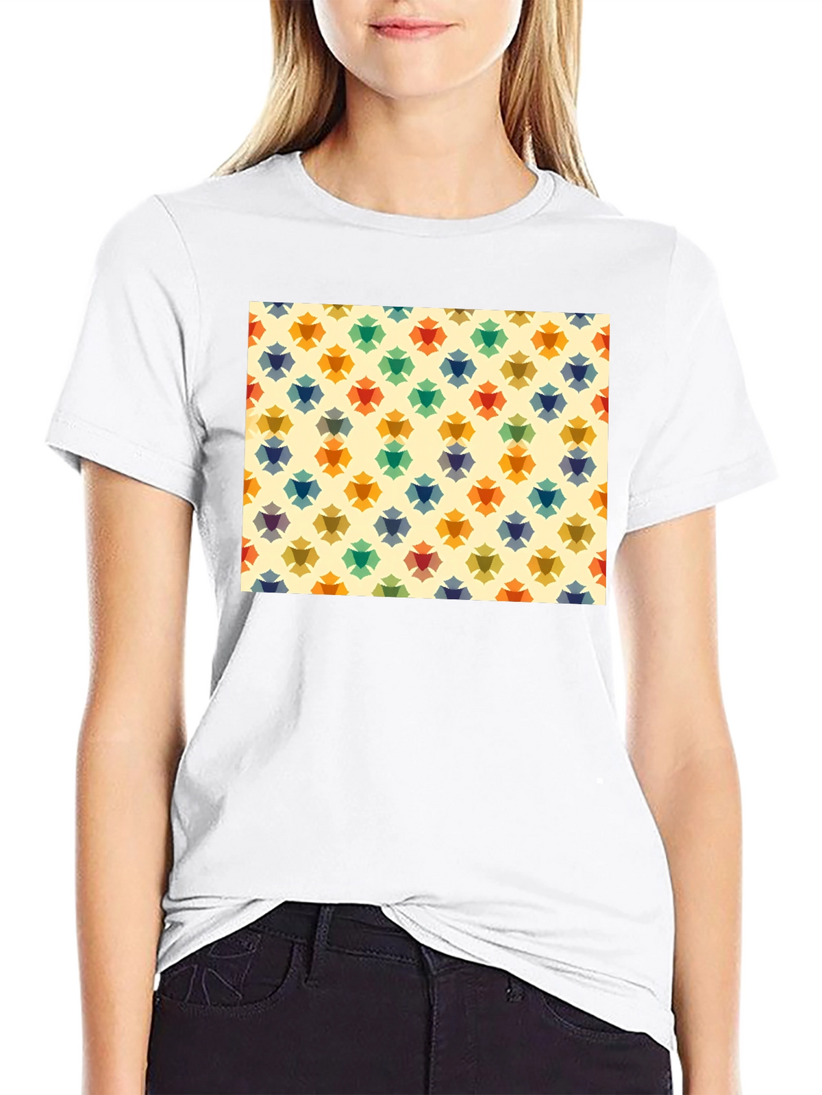 Retro Floral Pattern Black T-Shirt