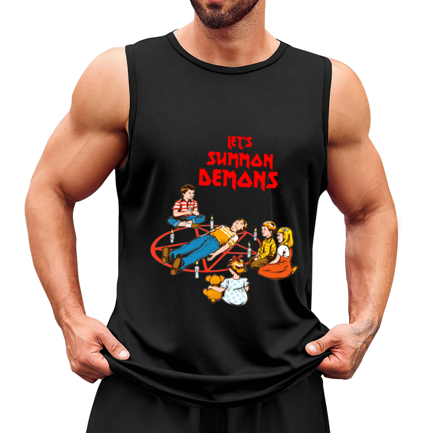 Retro Horror Let¡¯s Summon Demons Kids Ritual Funny Tank Top
