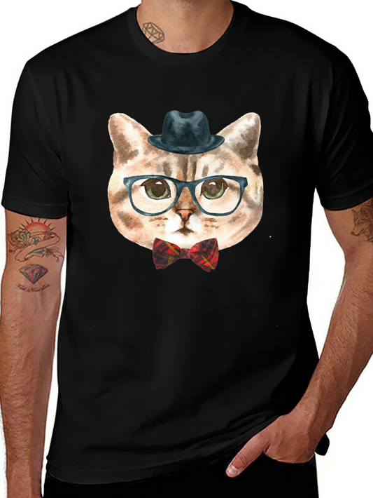 Hipster Cat Graphic Tee - Funny Novelty T-Shirt