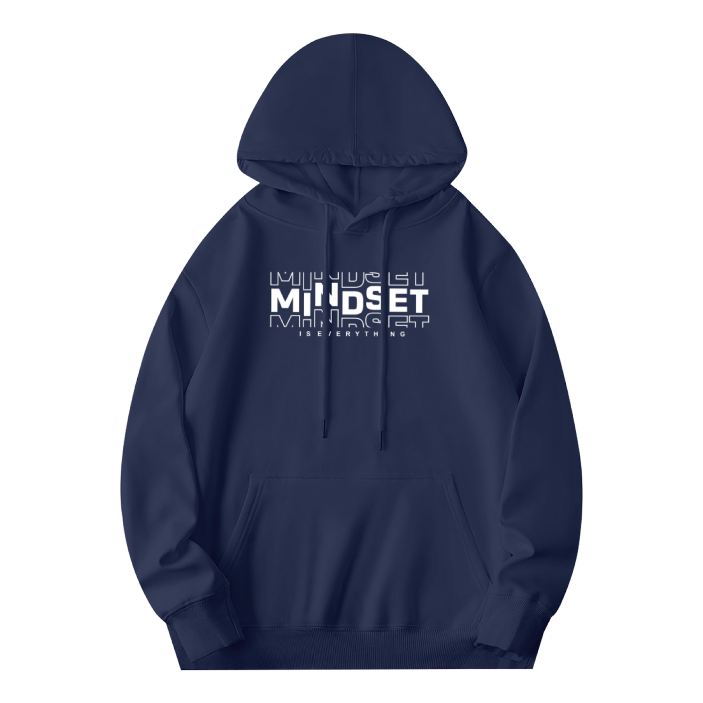Motivational MINDSET IS EVERYTHING Navy Hoodie, Unisex Cozy Inspire Sweatshirt