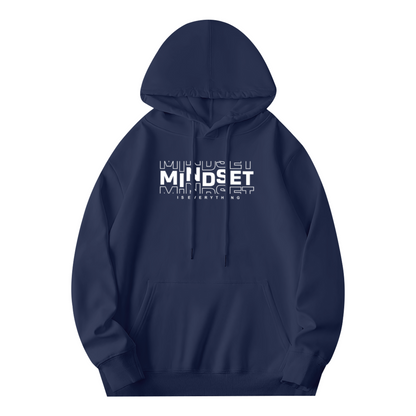 Motivational MINDSET IS EVERYTHING Navy Hoodie, Unisex Cozy Inspire Sweatshirt