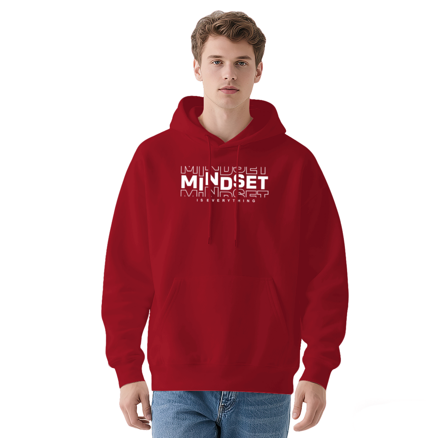 Motivational MINDSET IS EVERYTHING Navy Hoodie, Unisex Cozy Inspire Sweatshirt