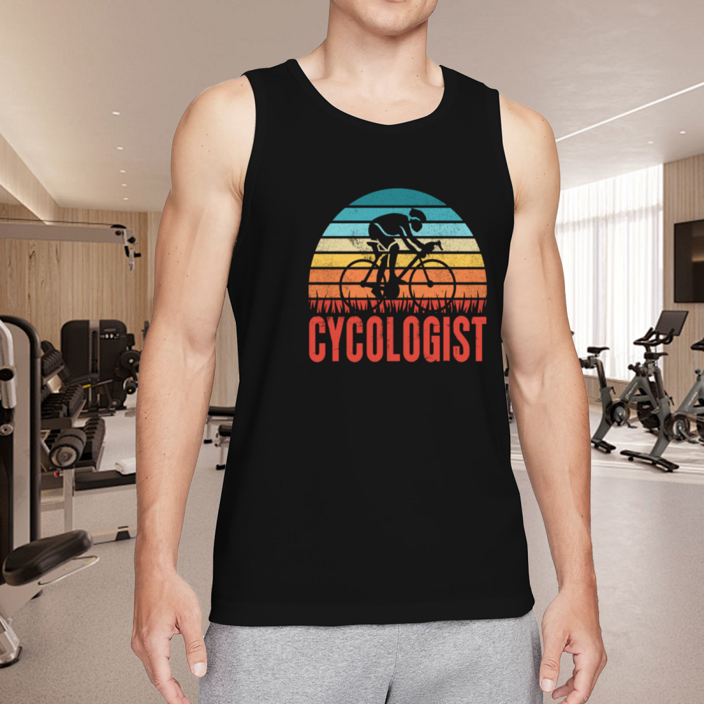 Vintage Cycologist Sunset Road Bike Pun Cycling Lover Tank Top
