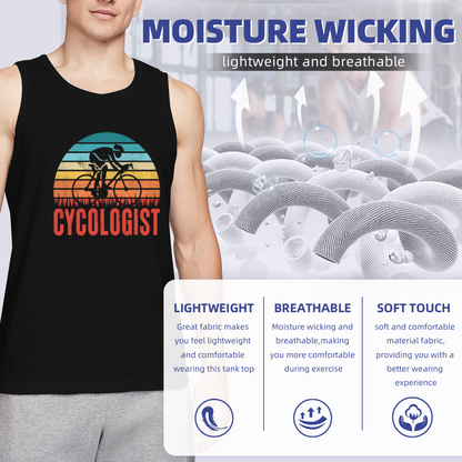 Vintage Cycologist Sunset Road Bike Pun Cycling Lover Tank Top