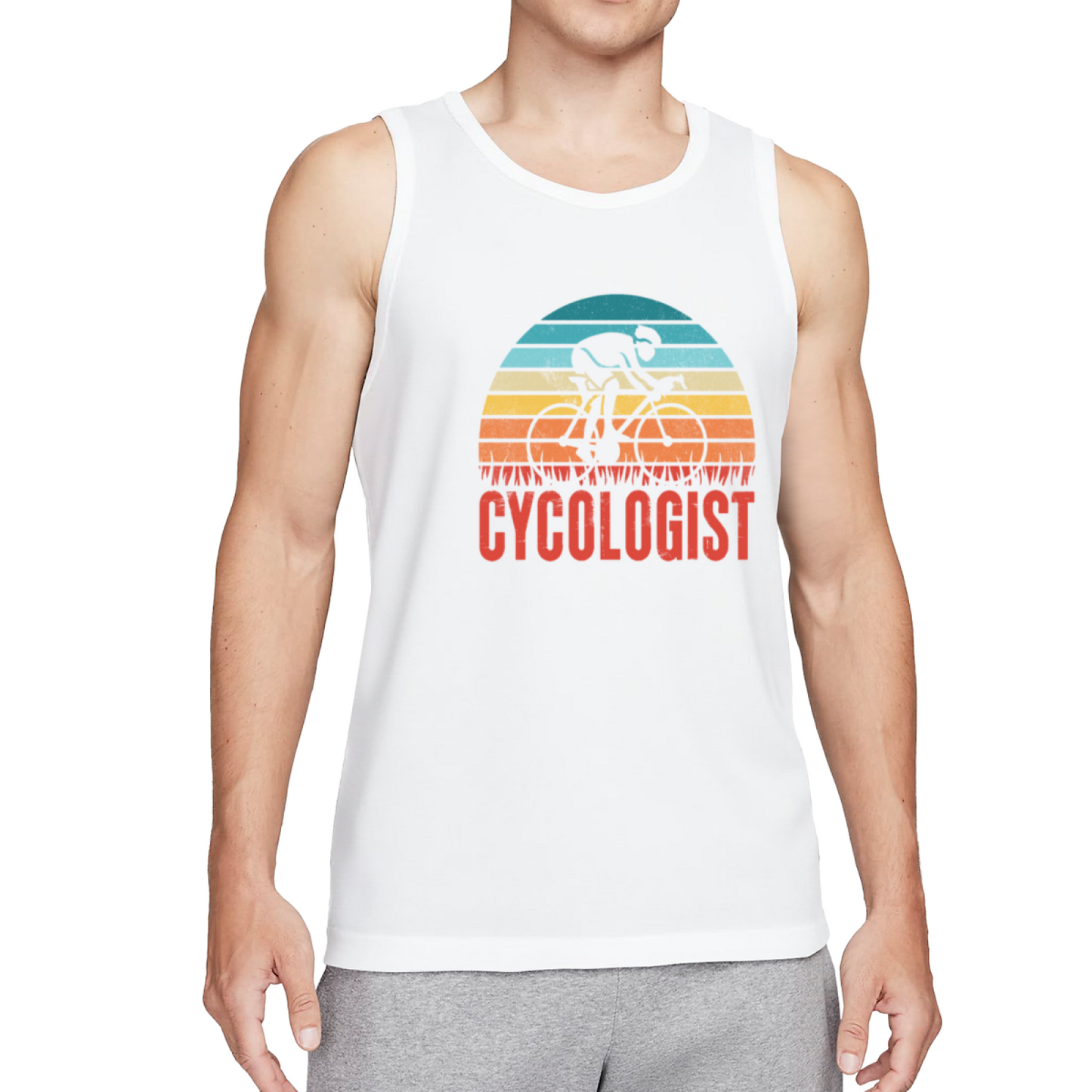 Vintage Cycologist Sunset Road Bike Pun Cycling Lover Tank Top