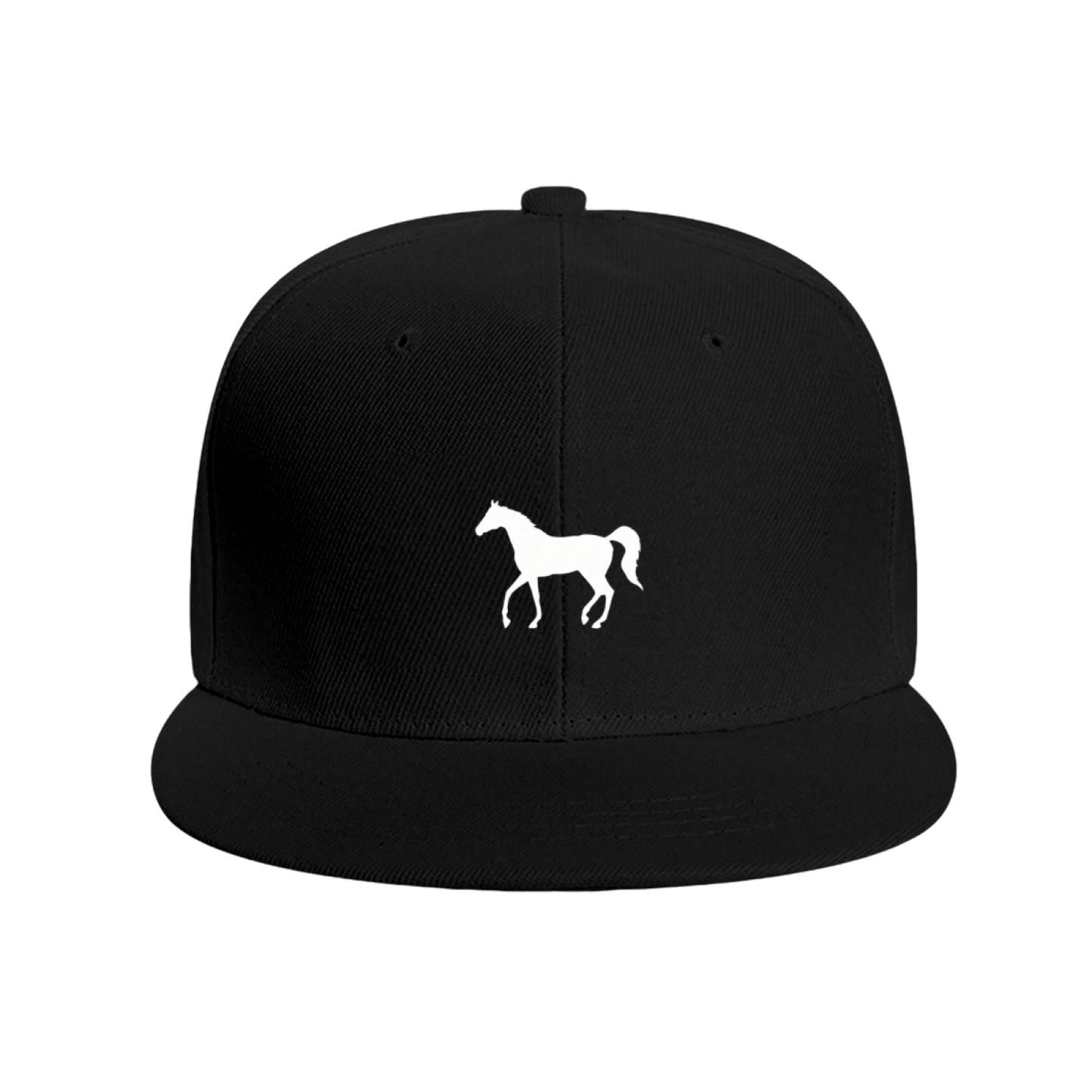 Elegant White Horse Silhouette Red Flat Bill Outdoor Cap