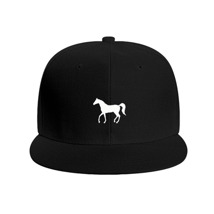 Elegant White Horse Silhouette Red Flat Bill Outdoor Cap