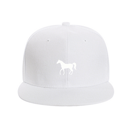 Elegant White Horse Silhouette Red Flat Bill Outdoor Cap
