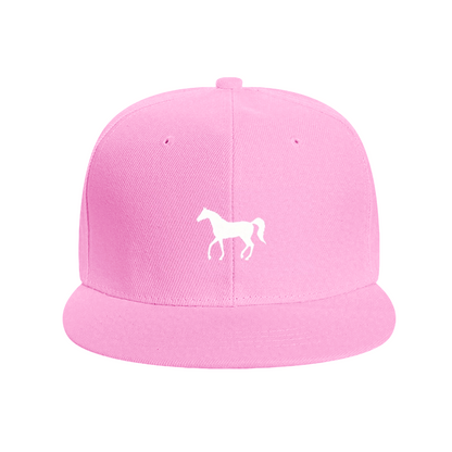 Elegant White Horse Silhouette Red Flat Bill Outdoor Cap