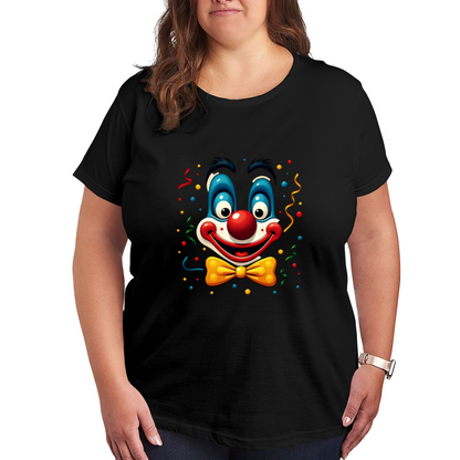 Playful Circus Clown Colorful Confetti Fun Cartoon Print Plus Size Women¡¯s T-Shirt