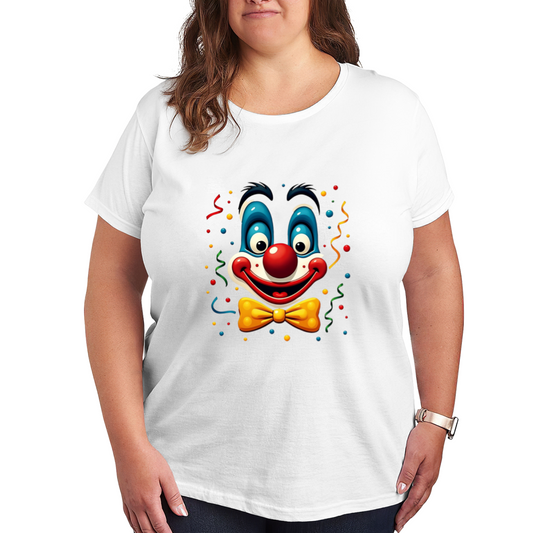 Playful Circus Clown Colorful Confetti Fun Cartoon Print Plus Size Women¡¯s T-Shirt