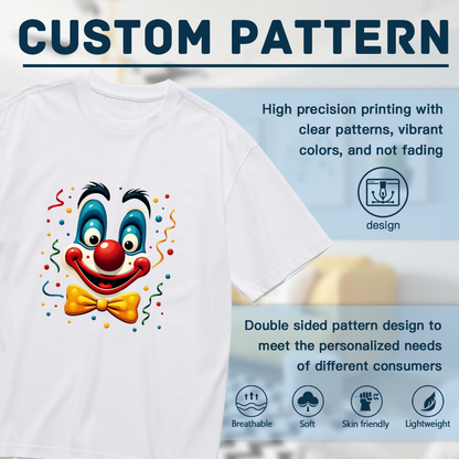 Playful Circus Clown Colorful Confetti Fun Cartoon Print Plus Size Women¡¯s T-Shirt