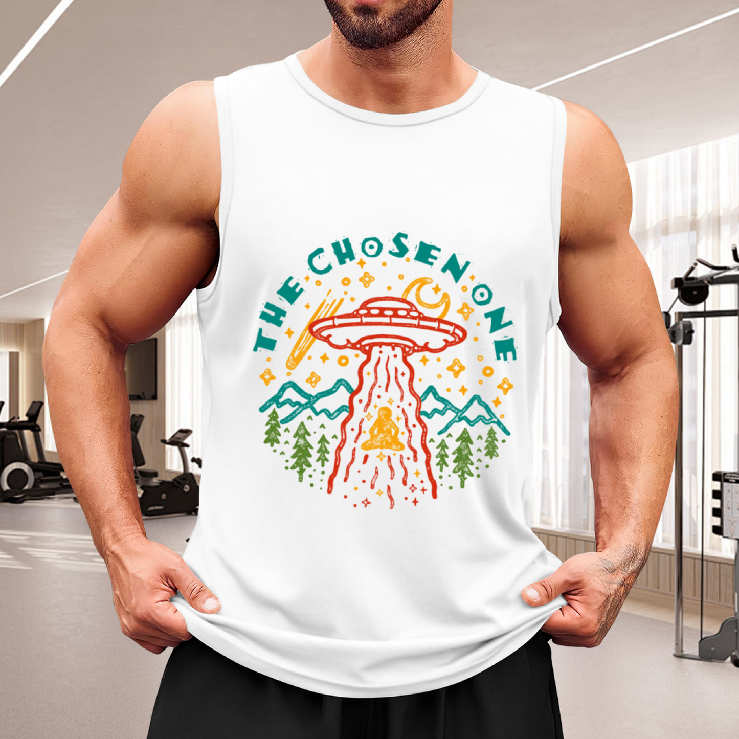 The Chosen One UFO Alien Mountain Retro Hippie Graphic Tank