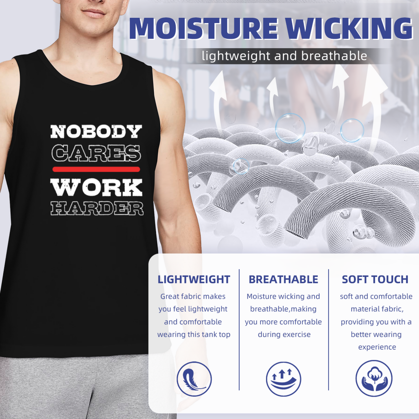 Nobody Cares Work Harder Hustle Gym Tank Top