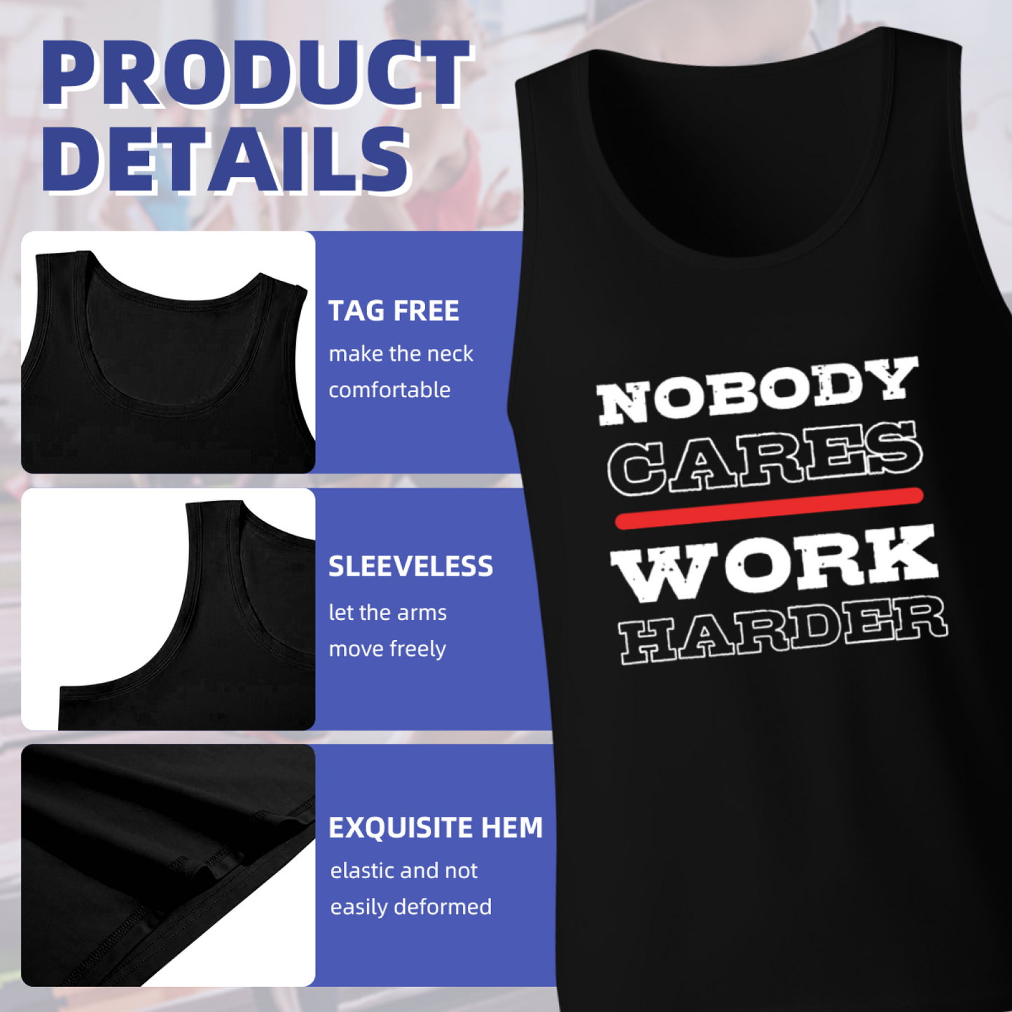 Nobody Cares Work Harder Hustle Gym Tank Top
