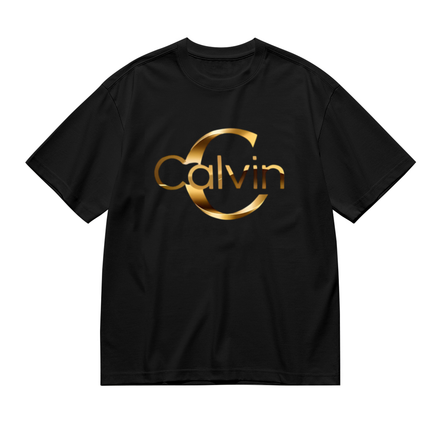 Luxury Golden Calvin Letter Minimalist Plus Size Women Printed T-Shirt