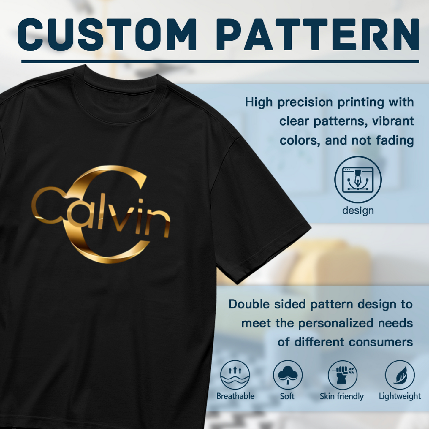 Luxury Golden Calvin Letter Minimalist Plus Size Women Printed T-Shirt