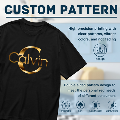 Luxury Golden Calvin Letter Minimalist Plus Size Women Printed T-Shirt
