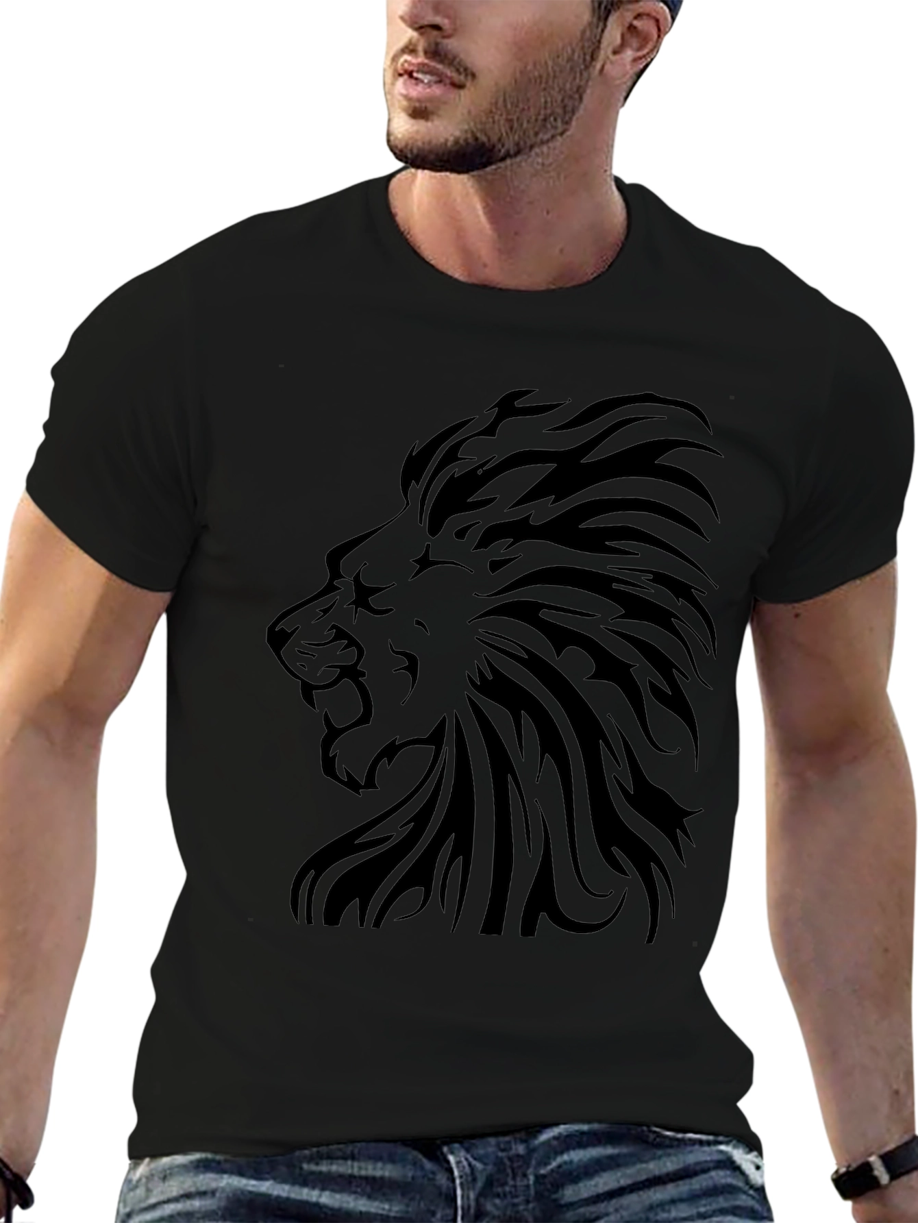 Lion Graphic Tee - Stylish Black T-Shirt